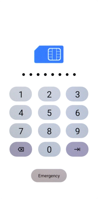 Key in the PUK and press arrow right.