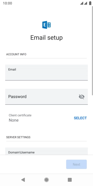 Press Password and key in the password for your email account.