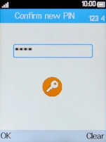 Key in the new PIN again and press the Left selection key.