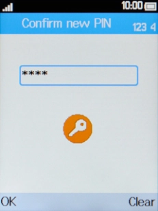 Key in the new PIN again and press the Left selection key.