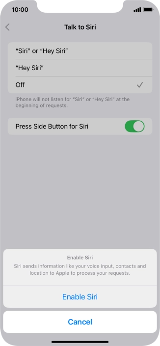 Press Enable Siri.