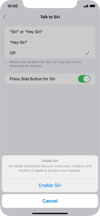 Press Enable Siri.