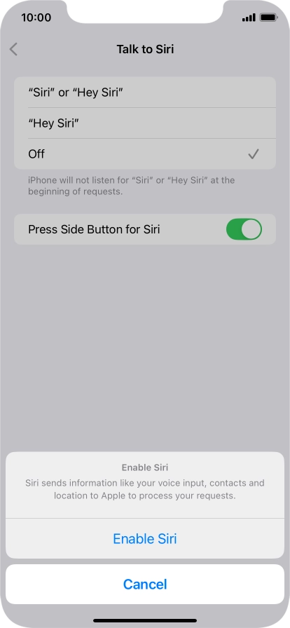 Press Enable Siri.