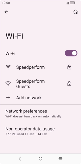 Press the required Wi-Fi network.