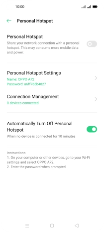 Press Personal Hotspot Settings.