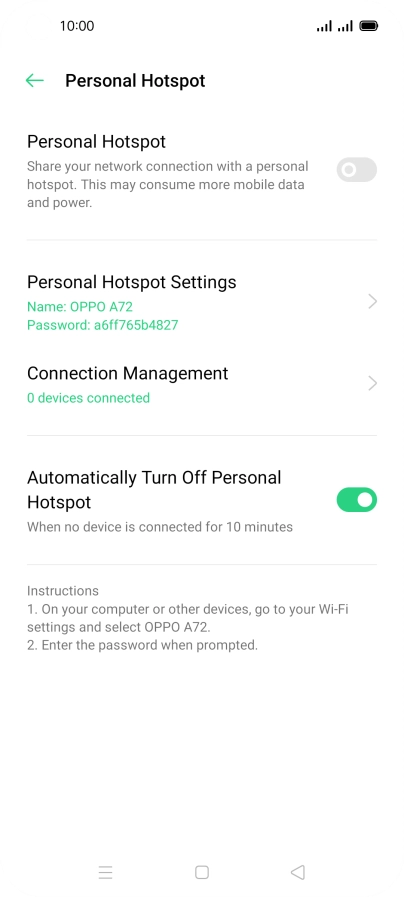 Press Personal Hotspot Settings.