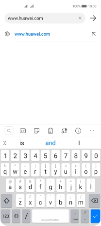 Key in the address of the required web page and press the confirm icon.