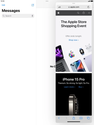 The application now displays on top of the other open application.
