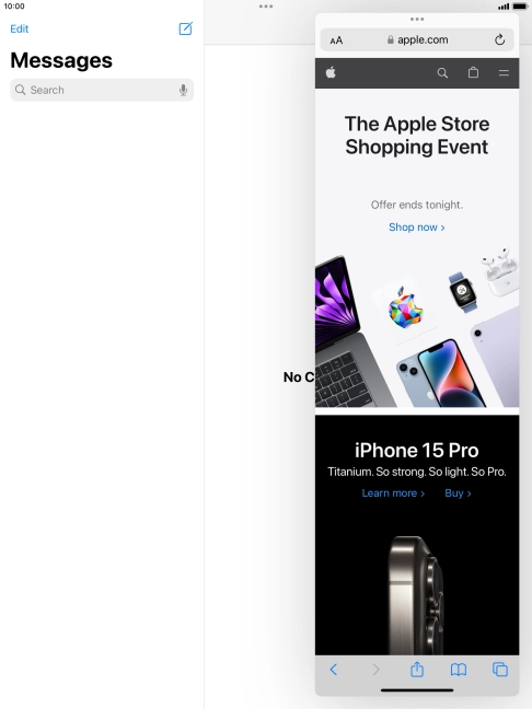 The application now displays on top of the other open application.