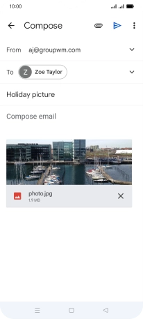 Press the text input field and write the text for your email message.