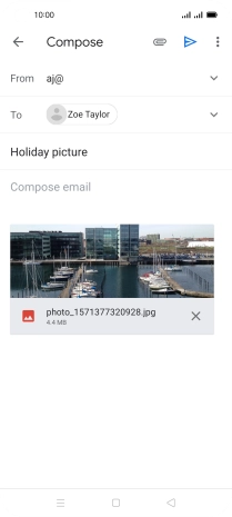 Press the text input field and write the text for your email message.