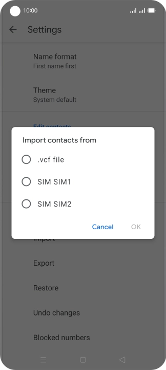Press the required SIM.