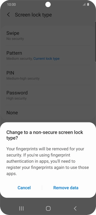 Press Remove data.