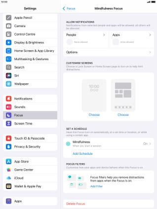 Press People and follow the instructions on the screen to select which contacts you would like to receive calls and notifications from when the selected focus mode is active.