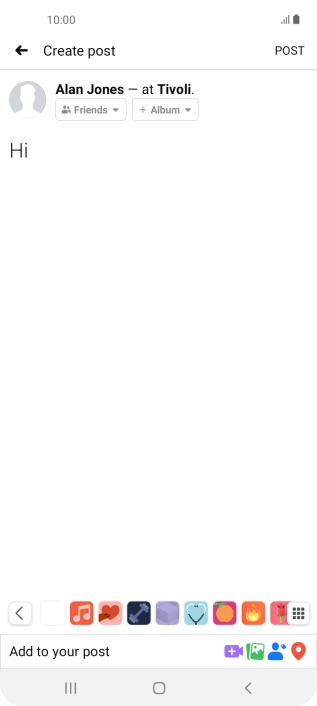 Write the required text and press POST.