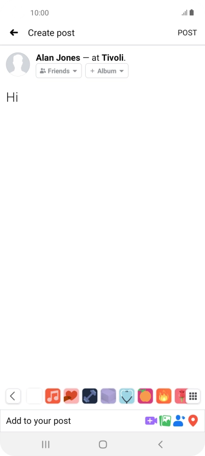 Write the required text and press POST.