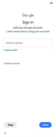 Press Email or phone and key in the username for your Google account.