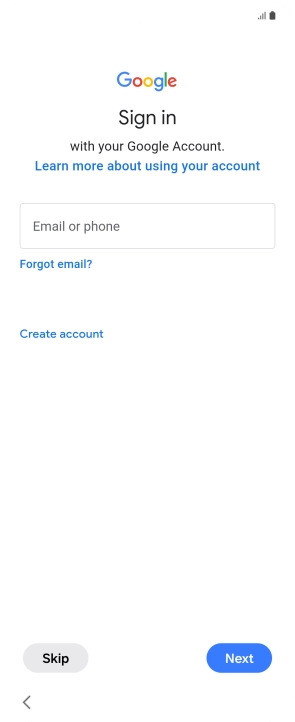 Press Email or phone and key in the username for your Google account.