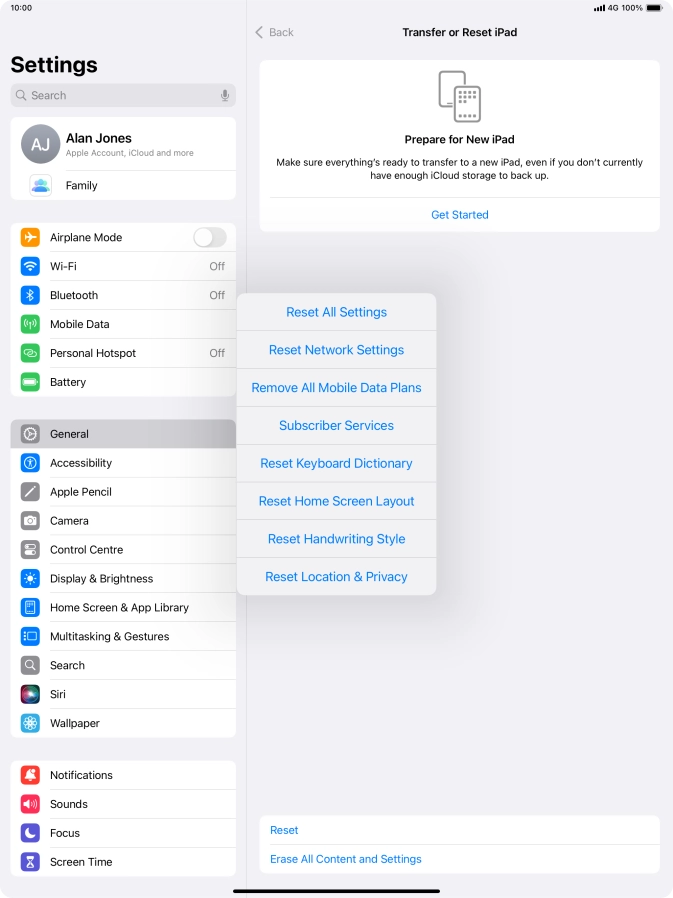 Press Reset All Settings.