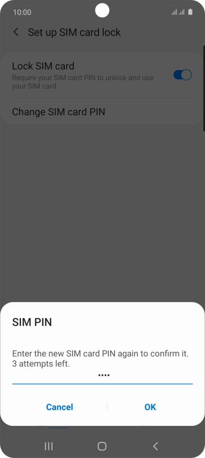 Key in the new PIN again and press OK.