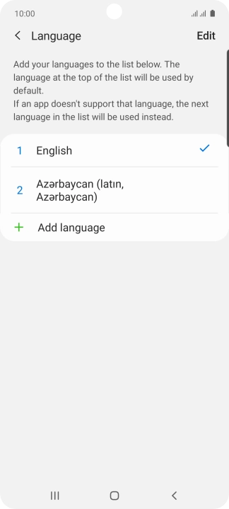 To subsequently select another language as the default language, press the required language.