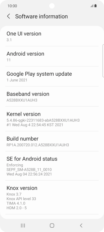 Your phone's software version is displayed below Android version.