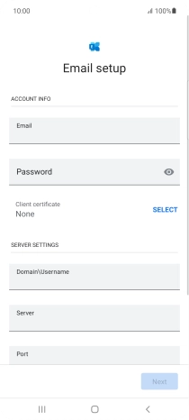 Press Password and key in the password for your email account.