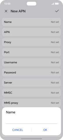 Key in Vodafone Internet and press OK.