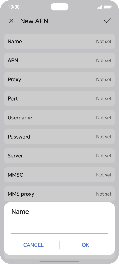 Key in Vodafone Internet and press OK.