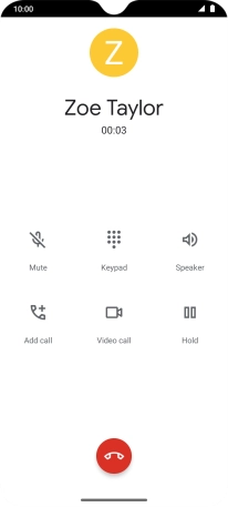 Press the end call icon.