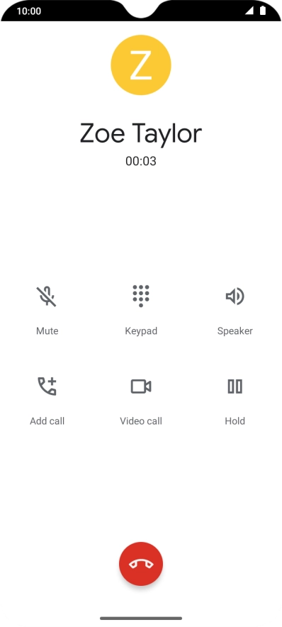 Press the end call icon.