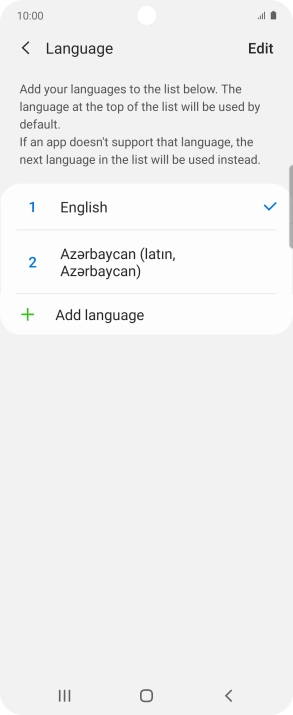 To subsequently select another language as the default language, press the required language.