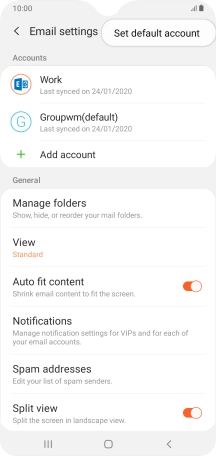 Press Set default account.