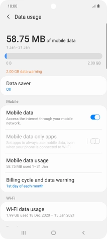 The total data usage is displayed.