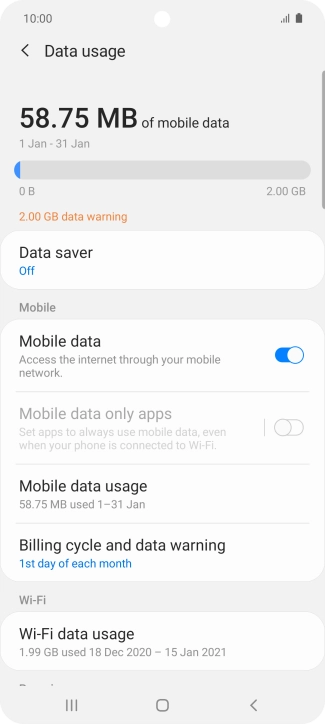 The total data usage is displayed.