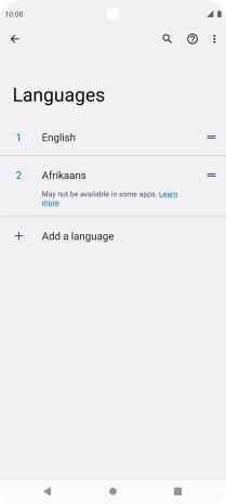 To select the new language as the default language, press the move icon next to the required language and drag it to the top of the list.