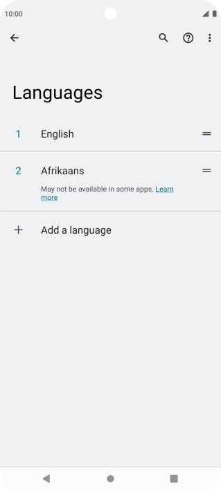 To select the new language as the default language, press the move icon next to the required language and drag it to the top of the list.