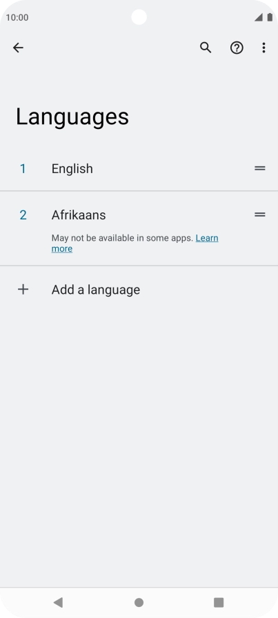 To select the new language as the default language, press the move icon next to the required language and drag it to the top of the list.