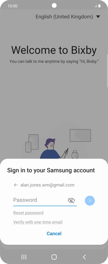 Press Password and key in the password for your Samsung account.