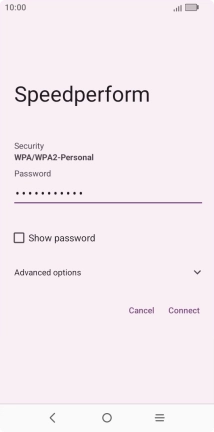 Key in the password for the Wi-Fi network and press Connect.