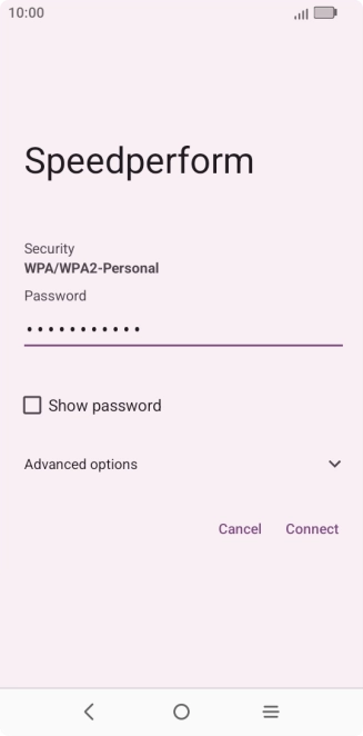 Key in the password for the Wi-Fi network and press Connect.