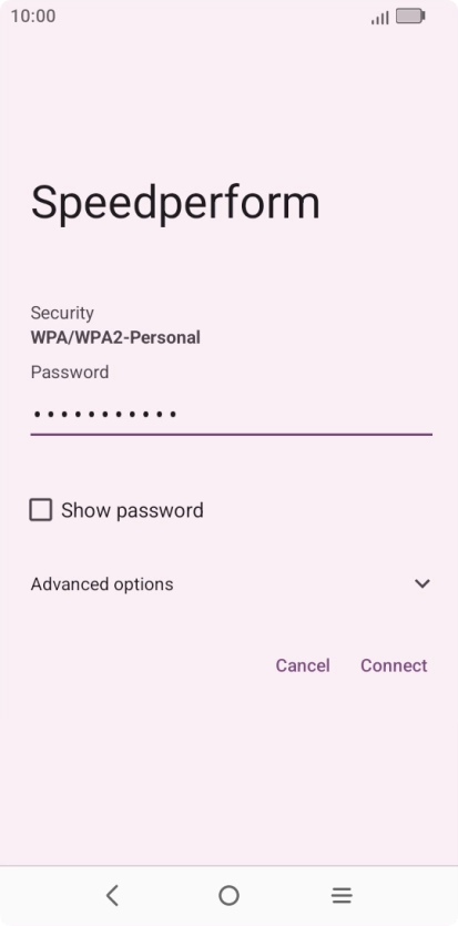 Key in the password for the Wi-Fi network and press Connect.