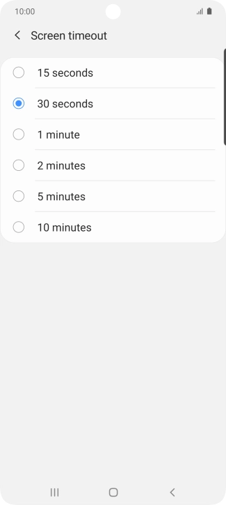 Press the required setting.