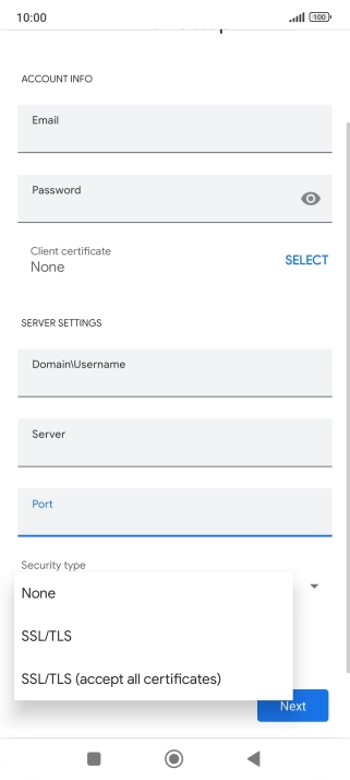 Press the required setting.
