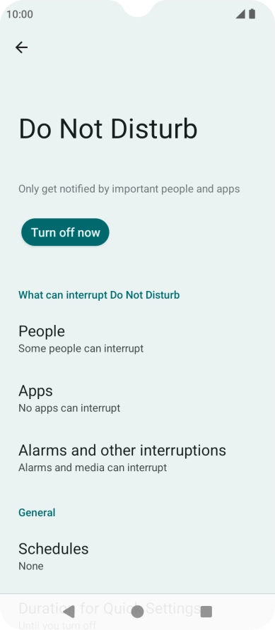 Press Turn off now to turn off the function.