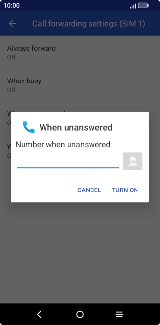 Key in +447836121121 and press TURN ON.