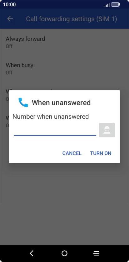 Key in +447836121121 and press TURN ON.