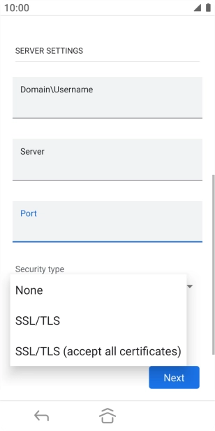 Press the required setting.