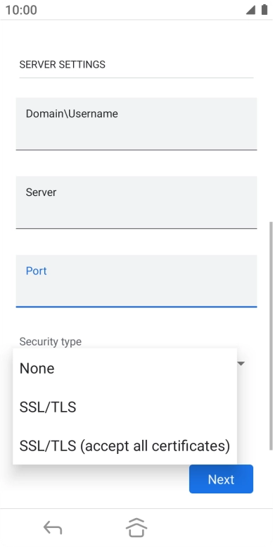 Press the required setting.