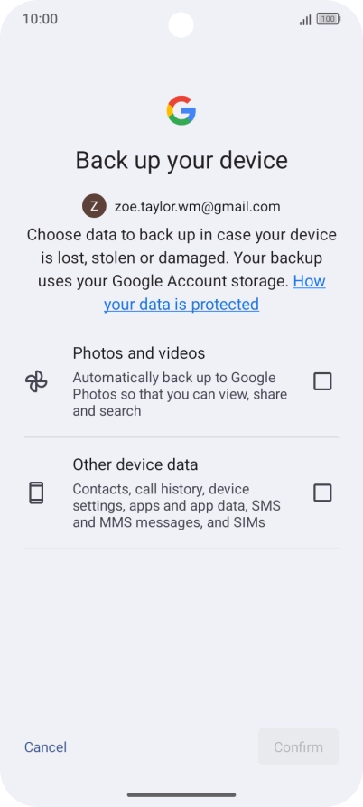 Press the fields next to the required data types to select them.